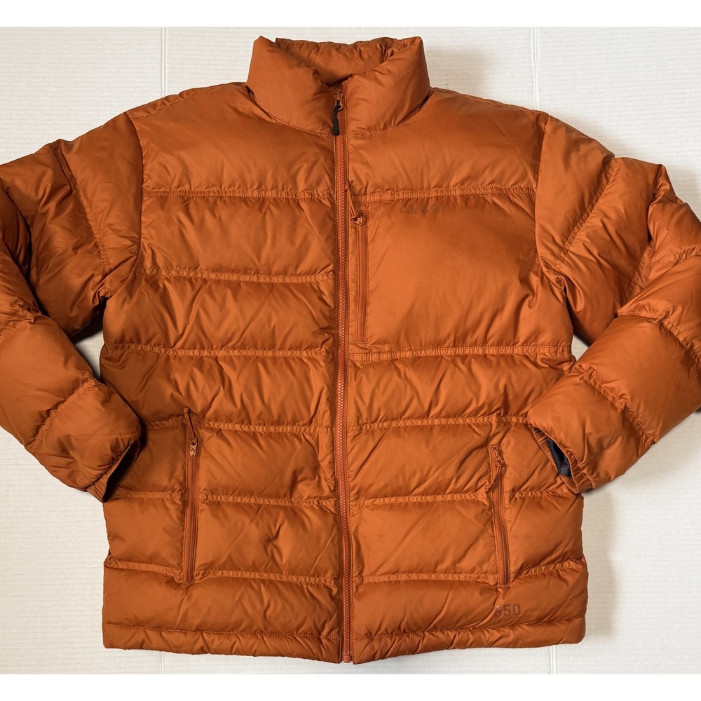 CABELAS - Men's Puffer Jacket - Orange 650 Down Insulated Classic Fit - Large